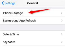 Abra o menu de armazenamento do seu iPhone