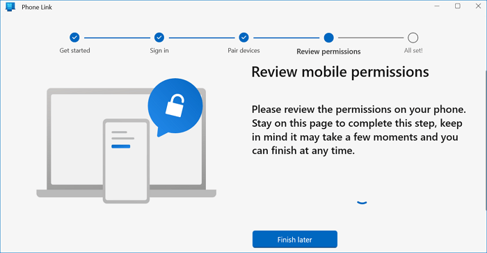 Revise as permissões móveis no link do telefone