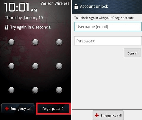 Tela de Esqueci o Padrão