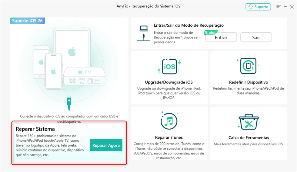 Tela Principal do AnyFix