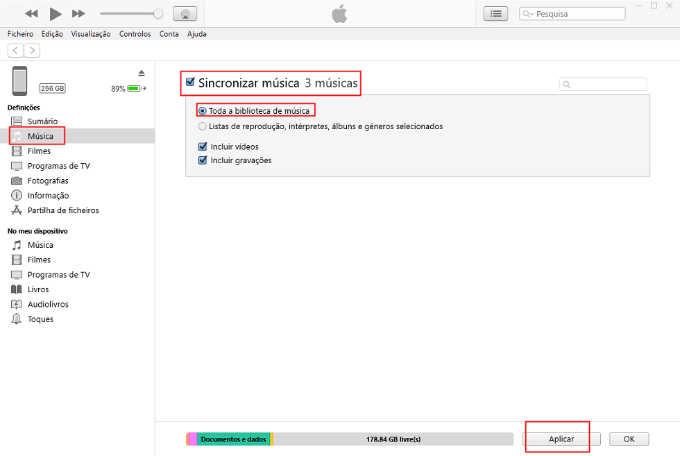 Transferir Arquivos do PC/Mac para o iPhone com o iTunes