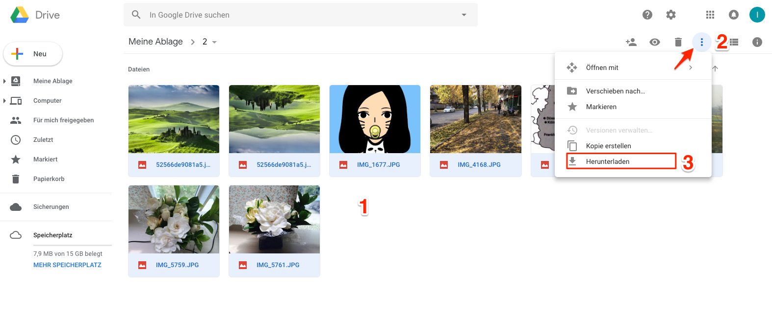 Wie kann man Fotos von Google Drive auf PC speichern