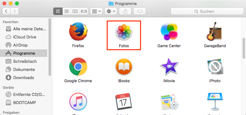 Das Programm Fotos unter dem Mac antippen – Schritt 2