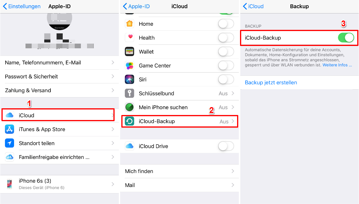 4 Schritt – iCloud Backup aktivieren