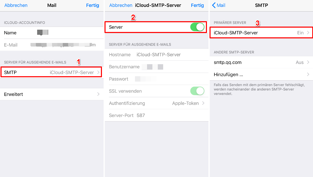 iCloud SMTP-Server funktioniert nicht – iCloud SMTP-Server erneut einschalten