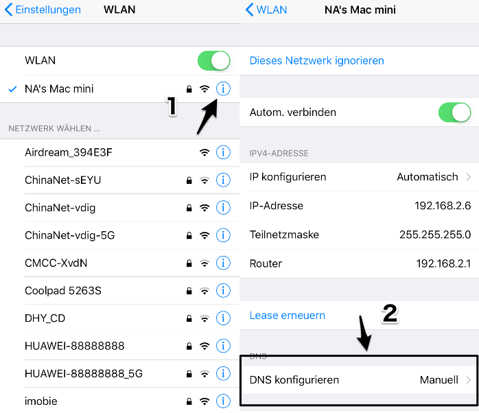 iPhone iCloud Sperre umgehen - DNS konfigurieren