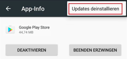 Google Play Store Fehler 505 – Google Play Store-Updates erneut installieren
