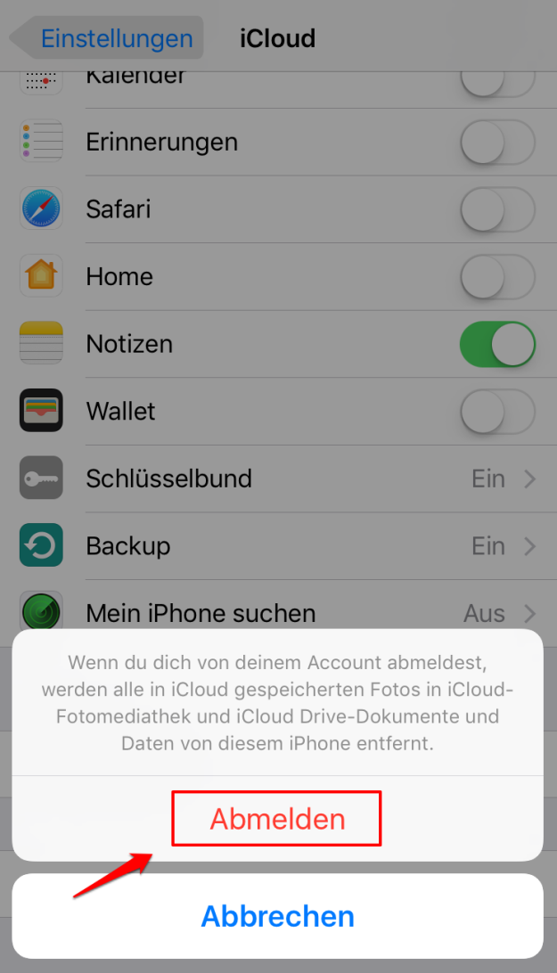 iOS 11: iCloud Backup kann nicht abgeschlossen werden – iCloud abmelden