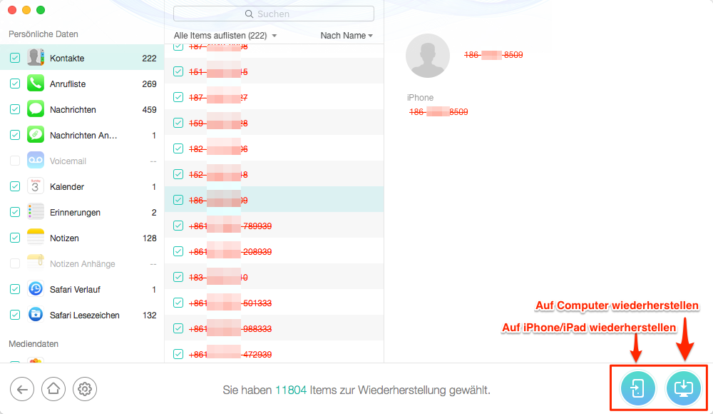 iPhone/iPad Daten wiederherstellen ohne Backup – Schritt 2