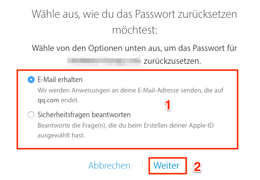 Passwort vergessen: iCloud Passwort zurücksetzen – Schritt 4