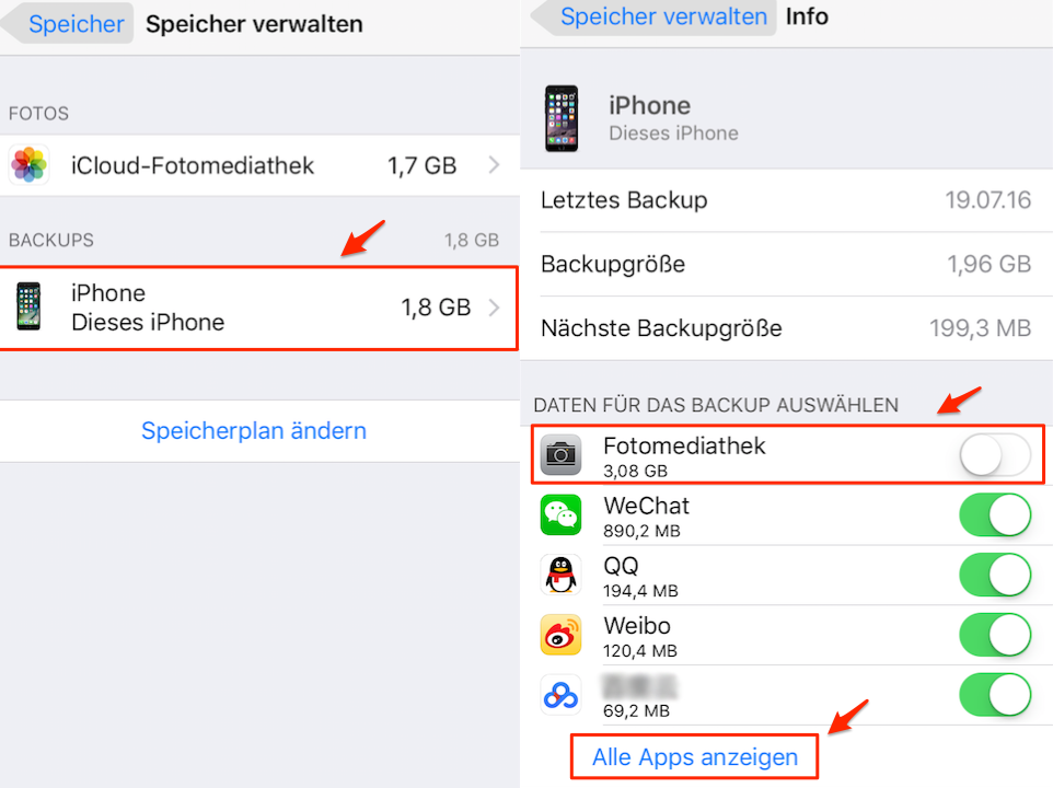 iOS 12 iCloud Speicher voll: Speicher auf dem iPhone verwalten