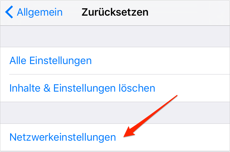 Netzwerkeinstellung zurücksetzen