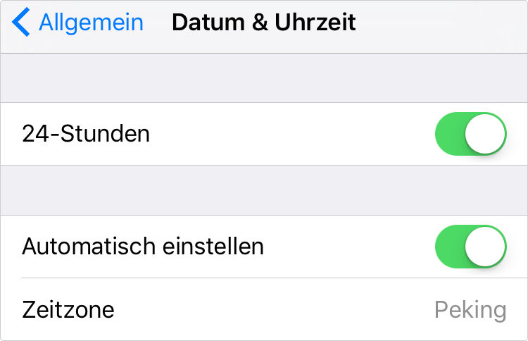 Richtige Zeitzone einstellen