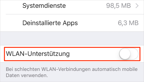 iOS 9 WLAN Assist deaktivieren – Schritt 3