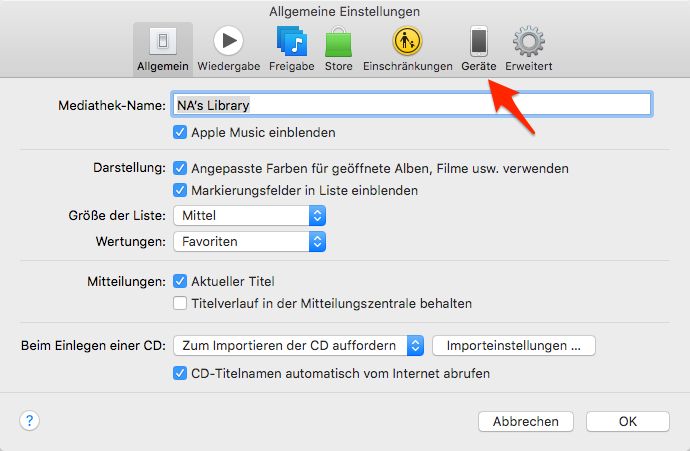 Gerät unter iTunes antippen – Schritt 3