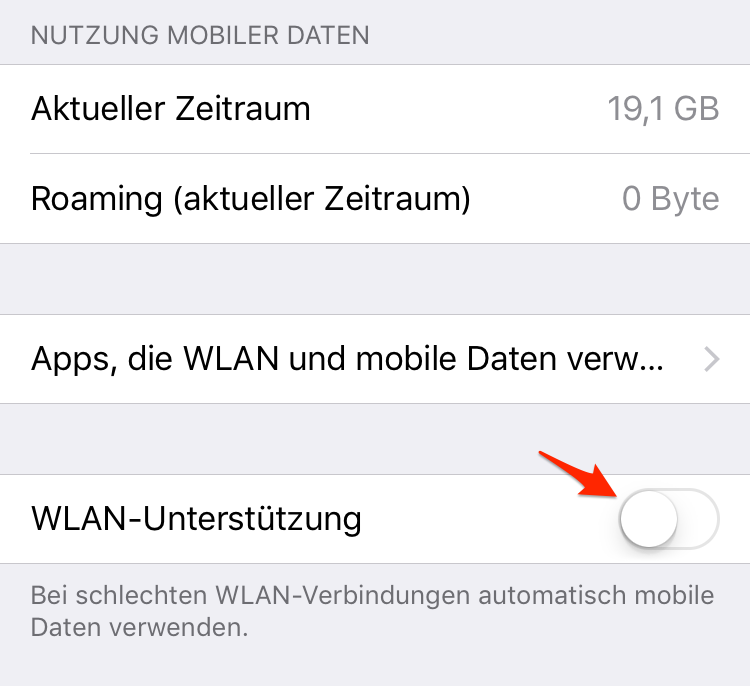 WLAN-Unterstützung deaktivieren