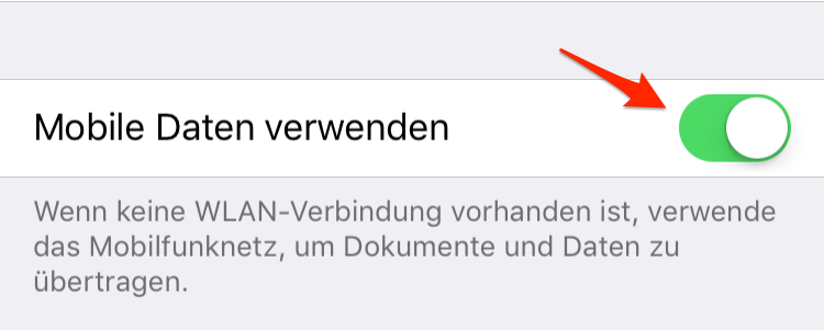 iCloud Drive – „Mobile Dateien verwenden“ deaktivieren