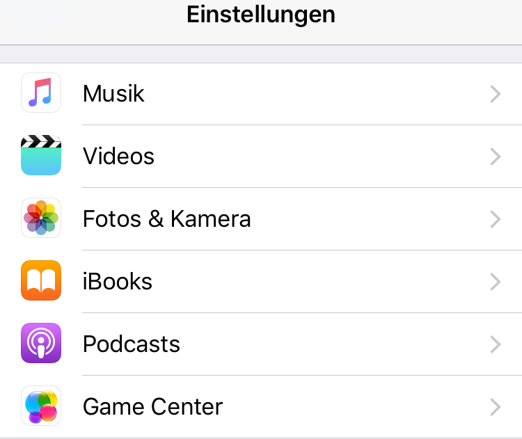 Musik/Videos/Podcast/iBooks - Mobile Dateien deaktivieren