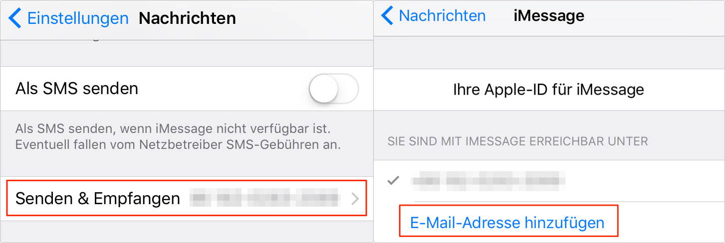Nachrichten und Senden & Empfangen antippen – Schritt 3