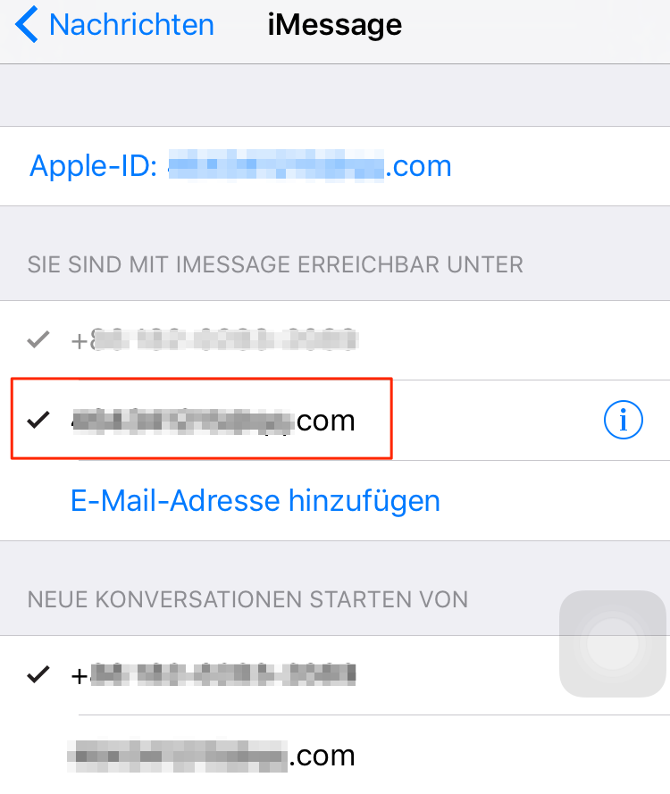 iPhone: E-Mail Adresse in iMessage hinzufügen – Schritt 5