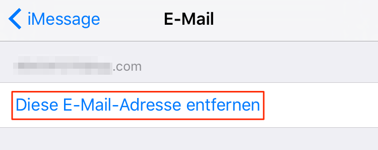 E-Mail Adresse von iMessage entfernen