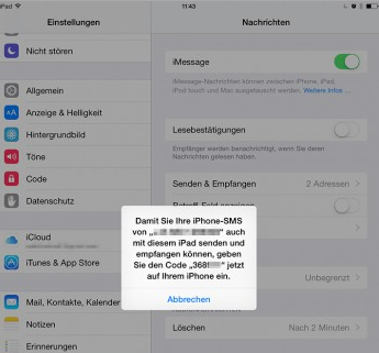 iMessage auf iPad empfangen – Schritt 4