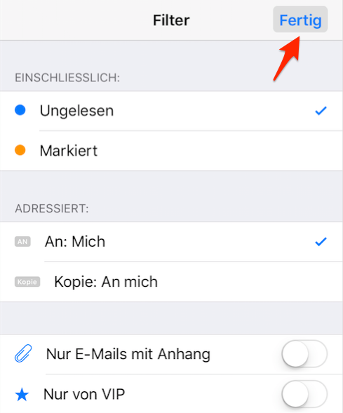 E-Mail Filtern in Mail App – Schritt 4