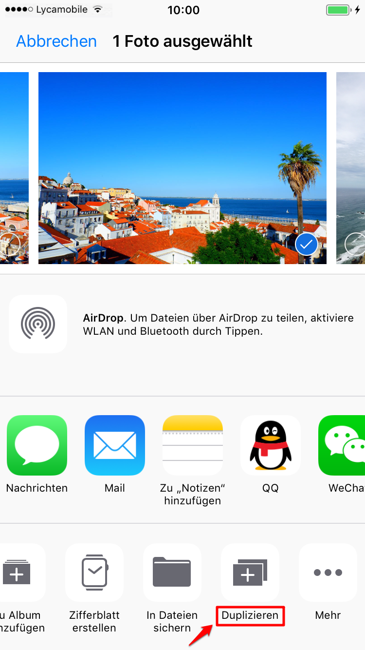 iPad Fotos in Fotos-APP duplizieren – Schritt 2