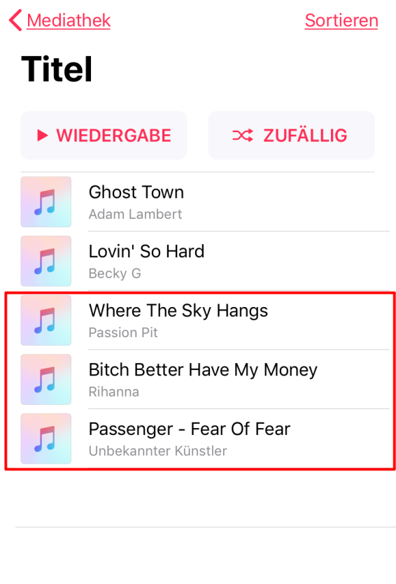 Musik finden - iPhone kann nicht verwendet werden