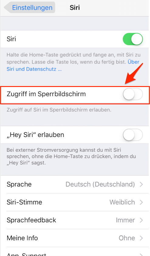 Sprachsteuerung ausschalten iOS 11/11.1