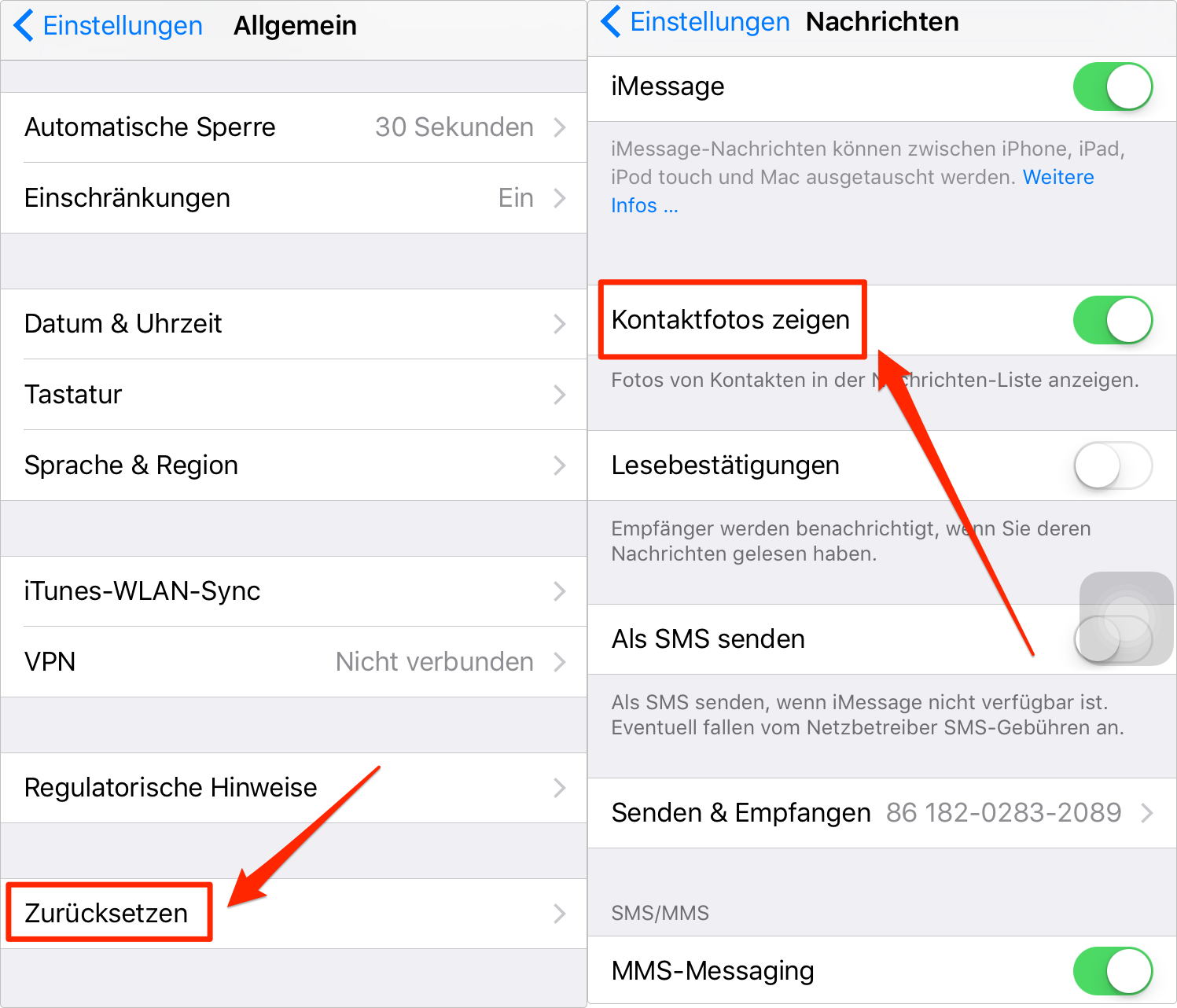 iPhone Kontaktfotos ausblenden