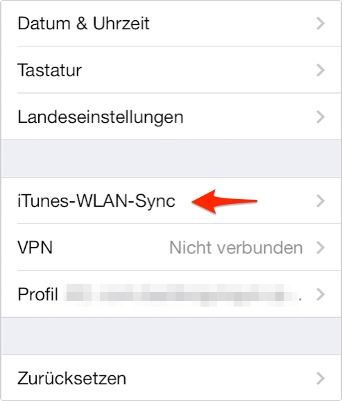 iTunes-WLAN-Sync auf dem iPhone überprüfen