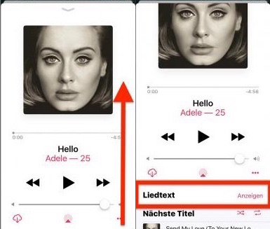 In der Musik-App kann man Liedtext anzeigen lassen