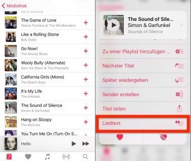 Songtext in der Musik-App anzeigen lassen