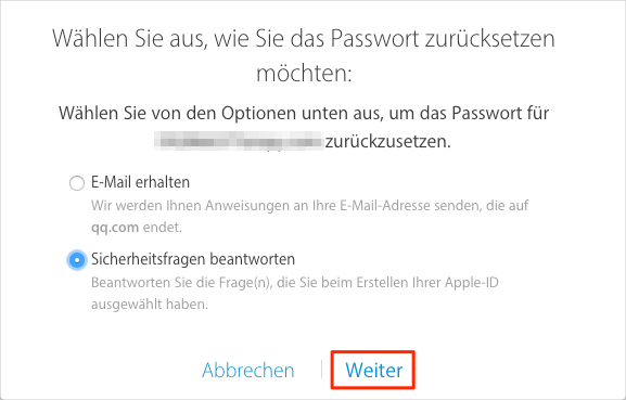 Apple-ID-Passwort wiederherstellen – Methode 2