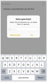 Notizen mit Passwort schützen – Schritt 5