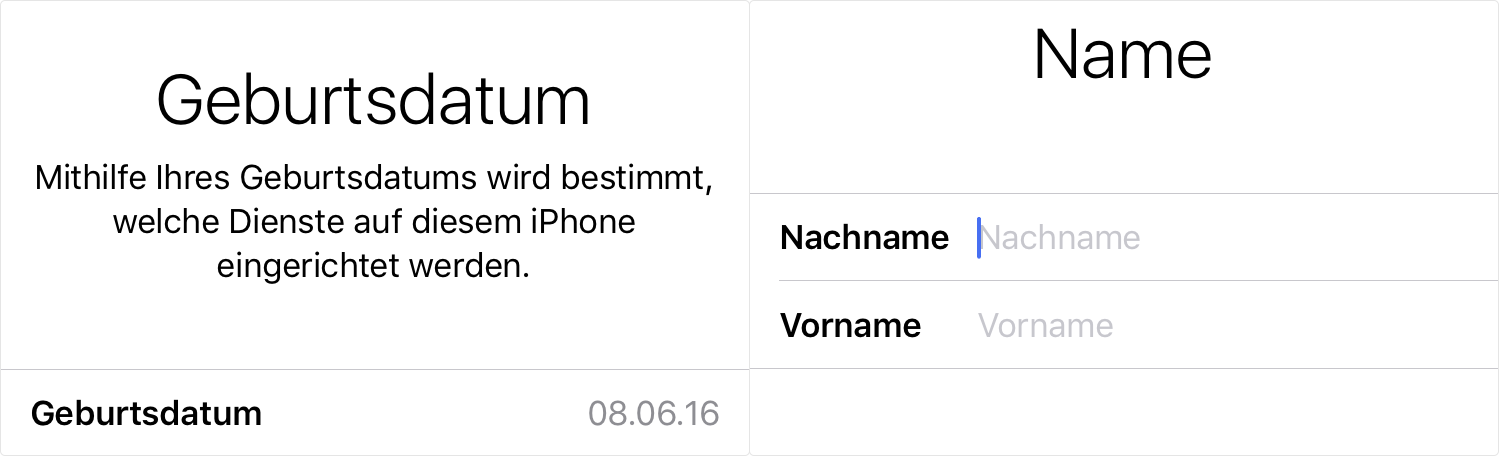 Geburtsdatums bestimmen und Name eingeben b- Schritt 2