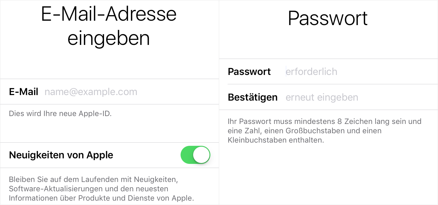 E-Mail-Adresse bearbeiten und Passwort erstellen.- Schritt 3