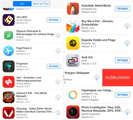 Gekaufte Apps in App-Store verstecken