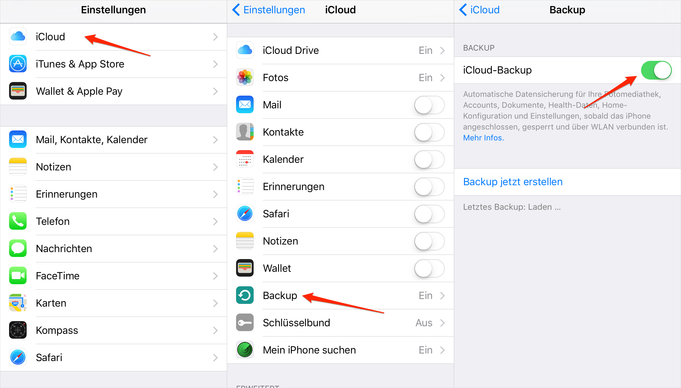 iCloud Backup auf iPhone/iPad aktivieren