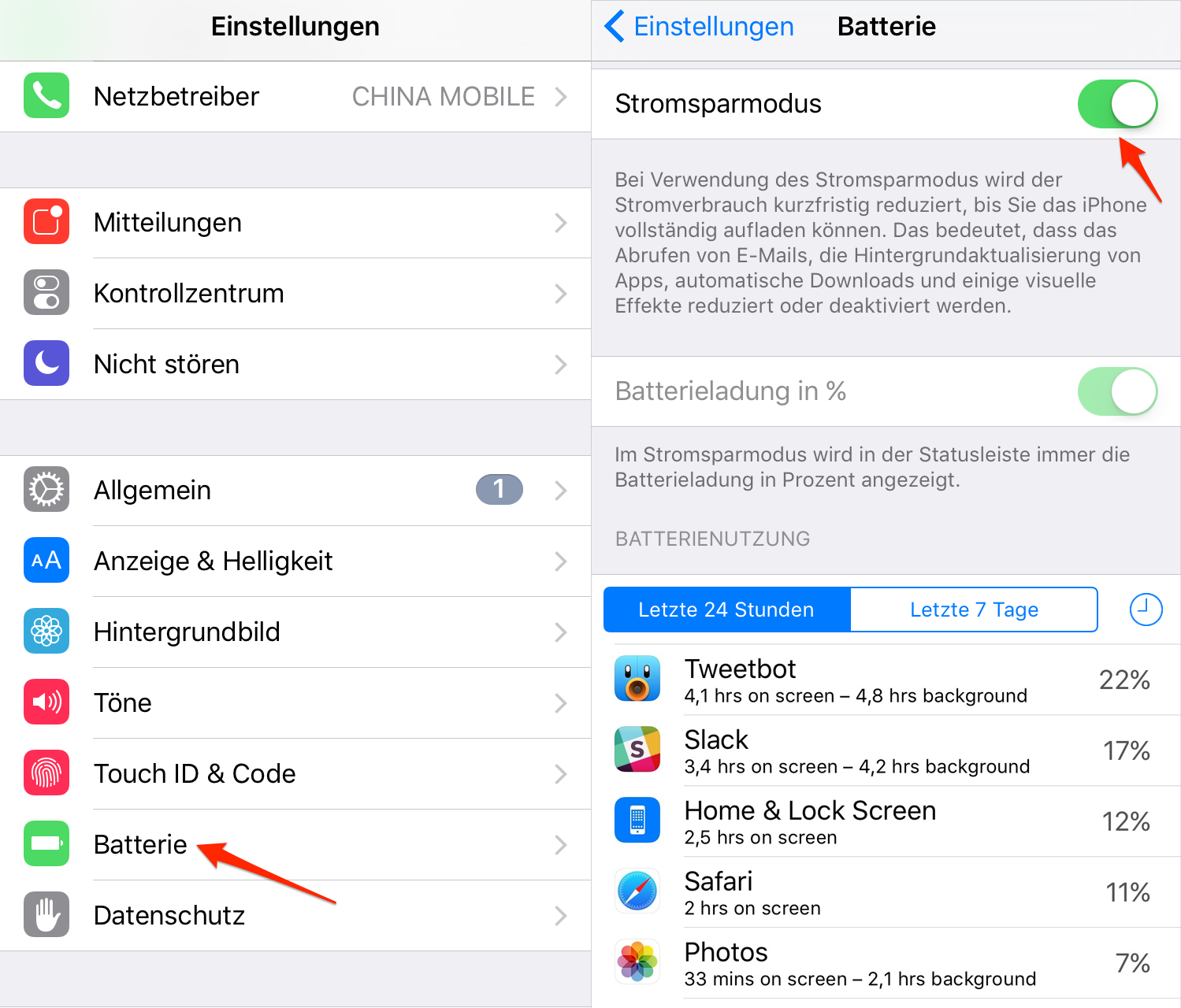 iPhone Stromsparmodus schnell aktivieren