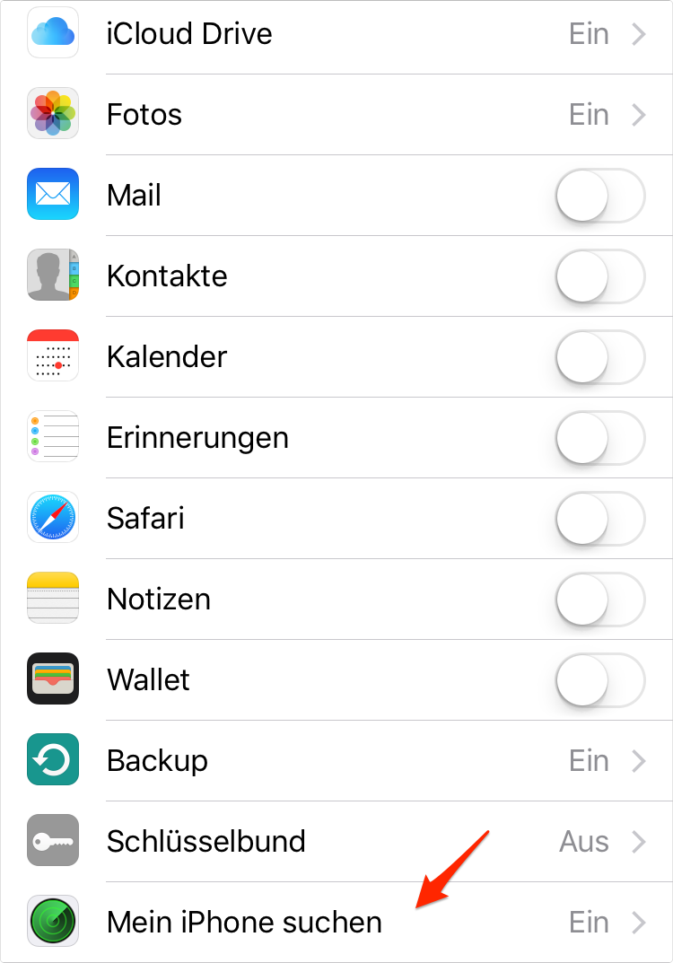 Mein iPhone suchen auf dem iPhone aktivieren