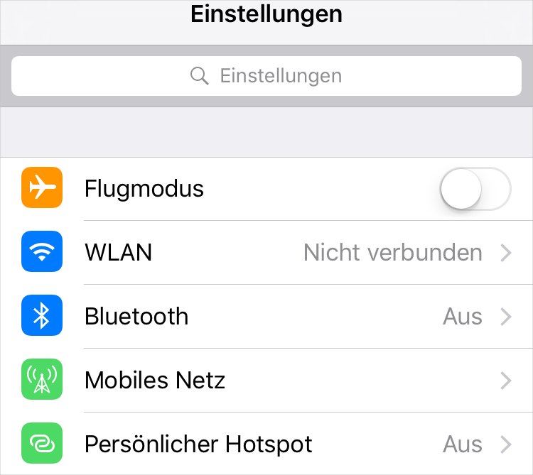 Netzverbindung deaktivieren