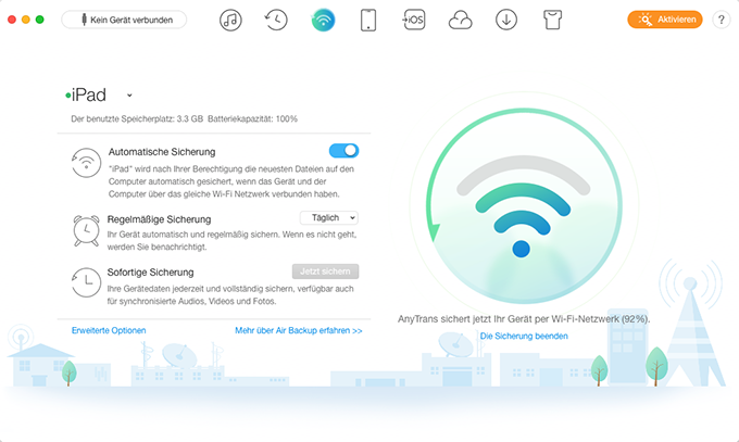 iOS Gerät per Wi-Fi Netzwerk sichern