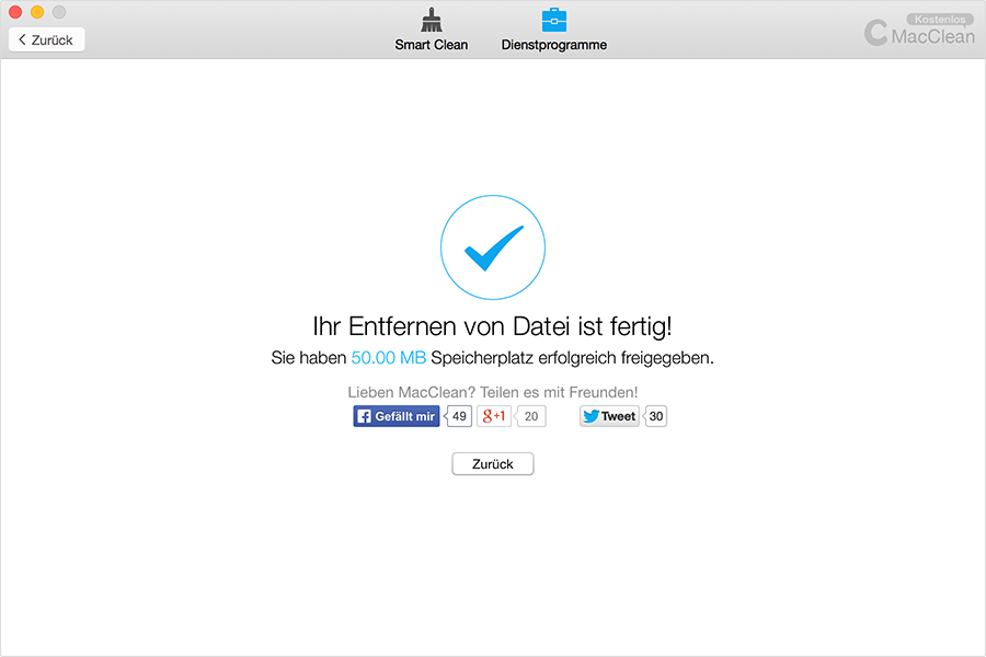gewählte Dateien reinigen – Schritt4