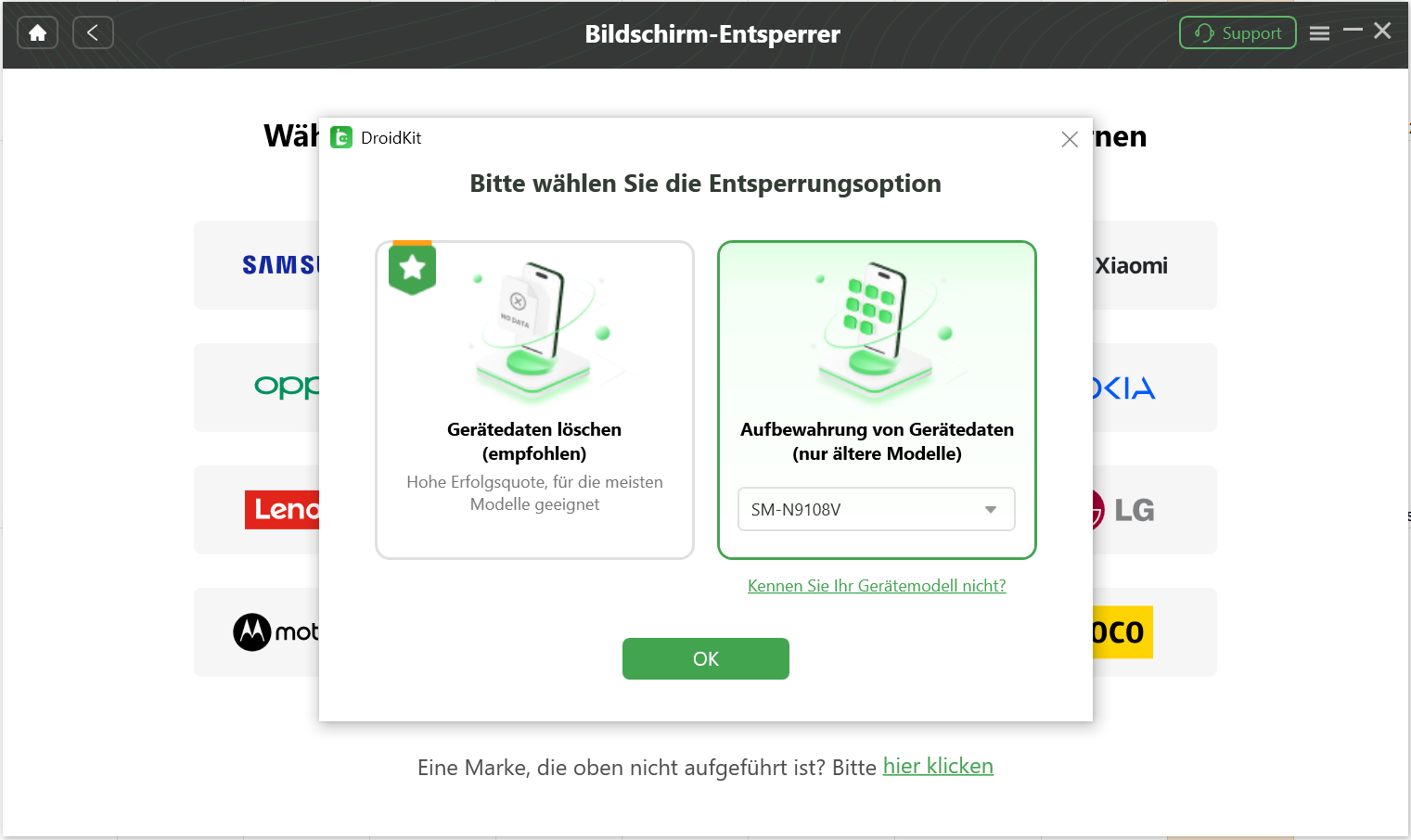 Auf die Schaltfläche „OK“ klicken