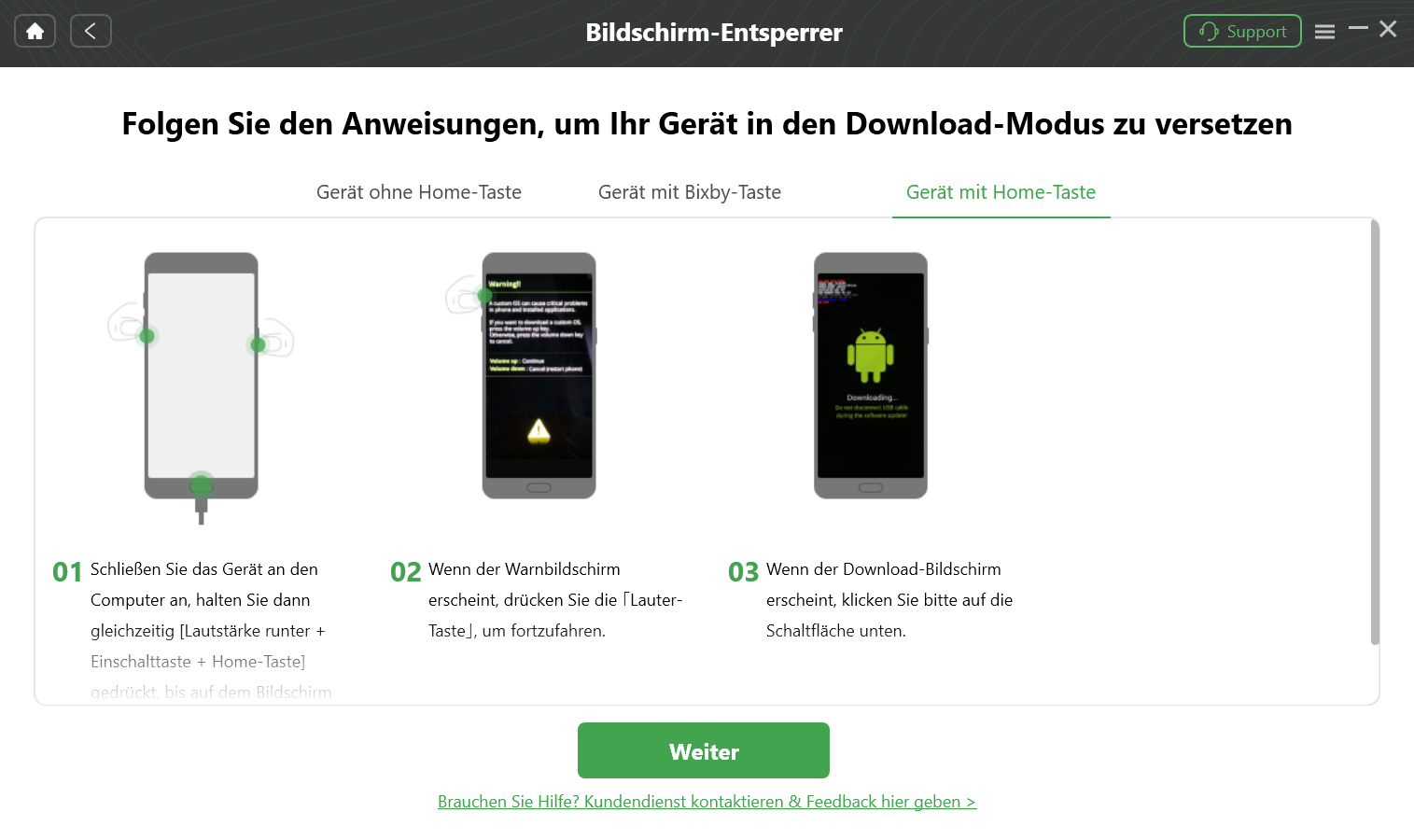 Gerät in den Download-Modus versetzen