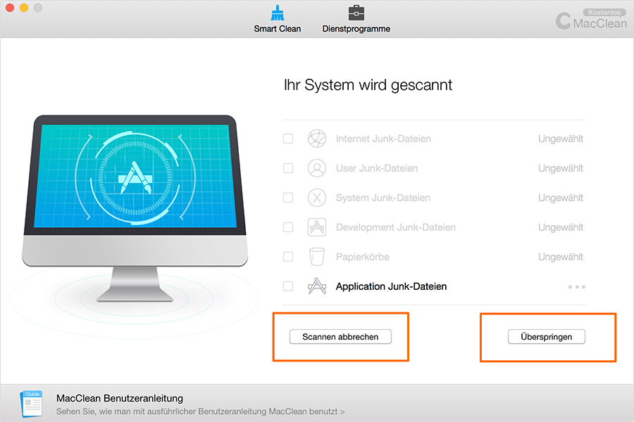 Die Applikation Junk-Dateien scannen – Schritt 2