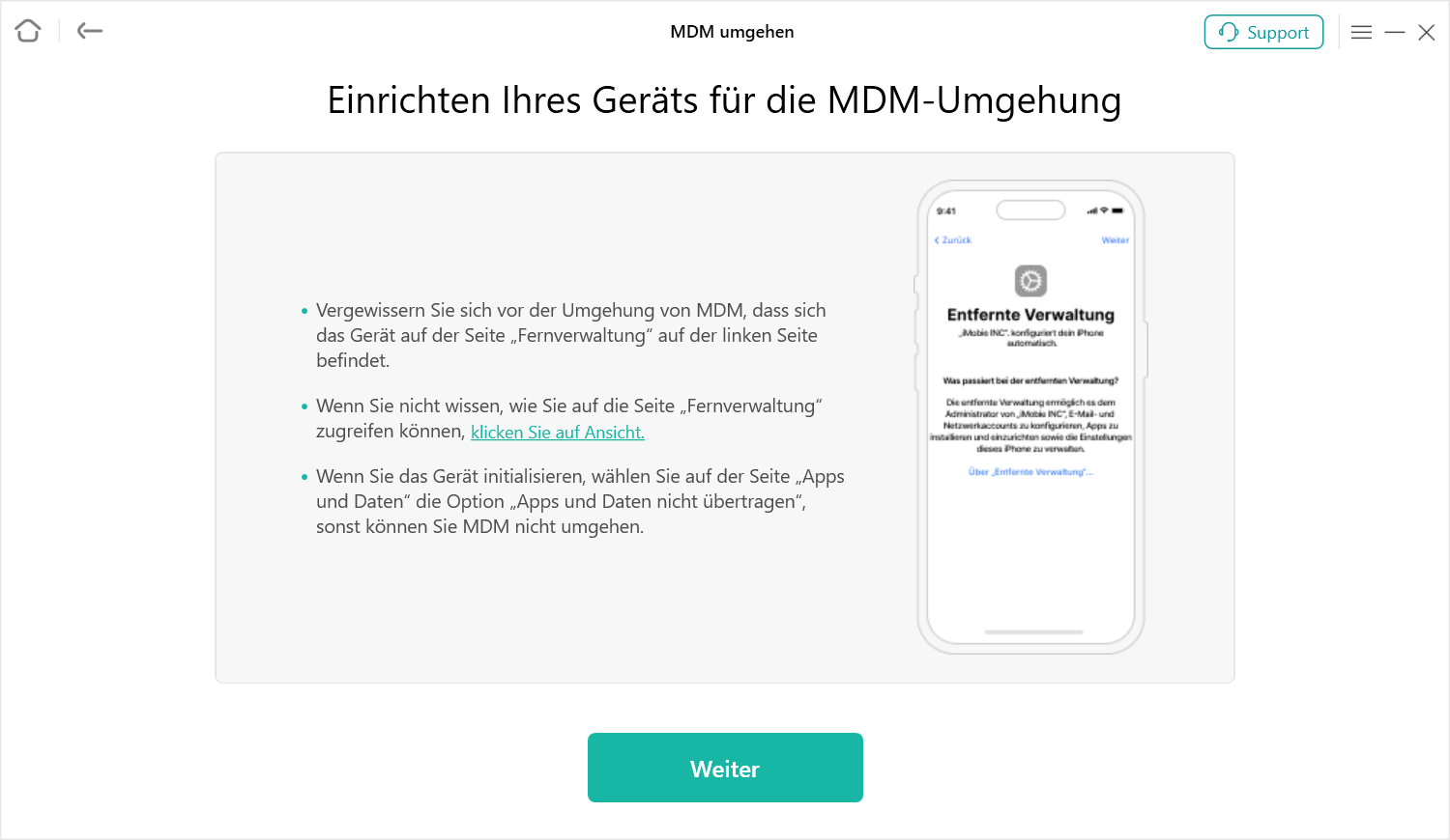 Klicken Sie auf die Schaltfläche „Fortfahren“