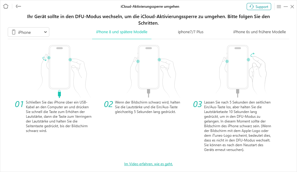 Gerät in den DFU-Modus versetzen